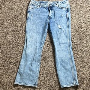Wrangler Retro light Blue Distressed Straight Leg high rise boot Jeans 33x30